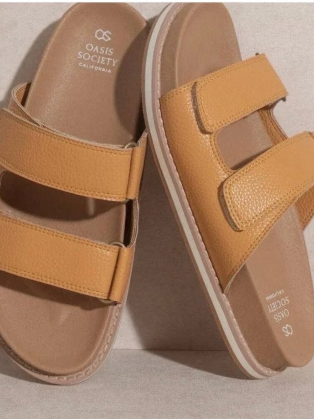 Oasis Society of California Sienna Double Strap Slide Sandals Women's Cognac 8.5 - Picture 2 of 7